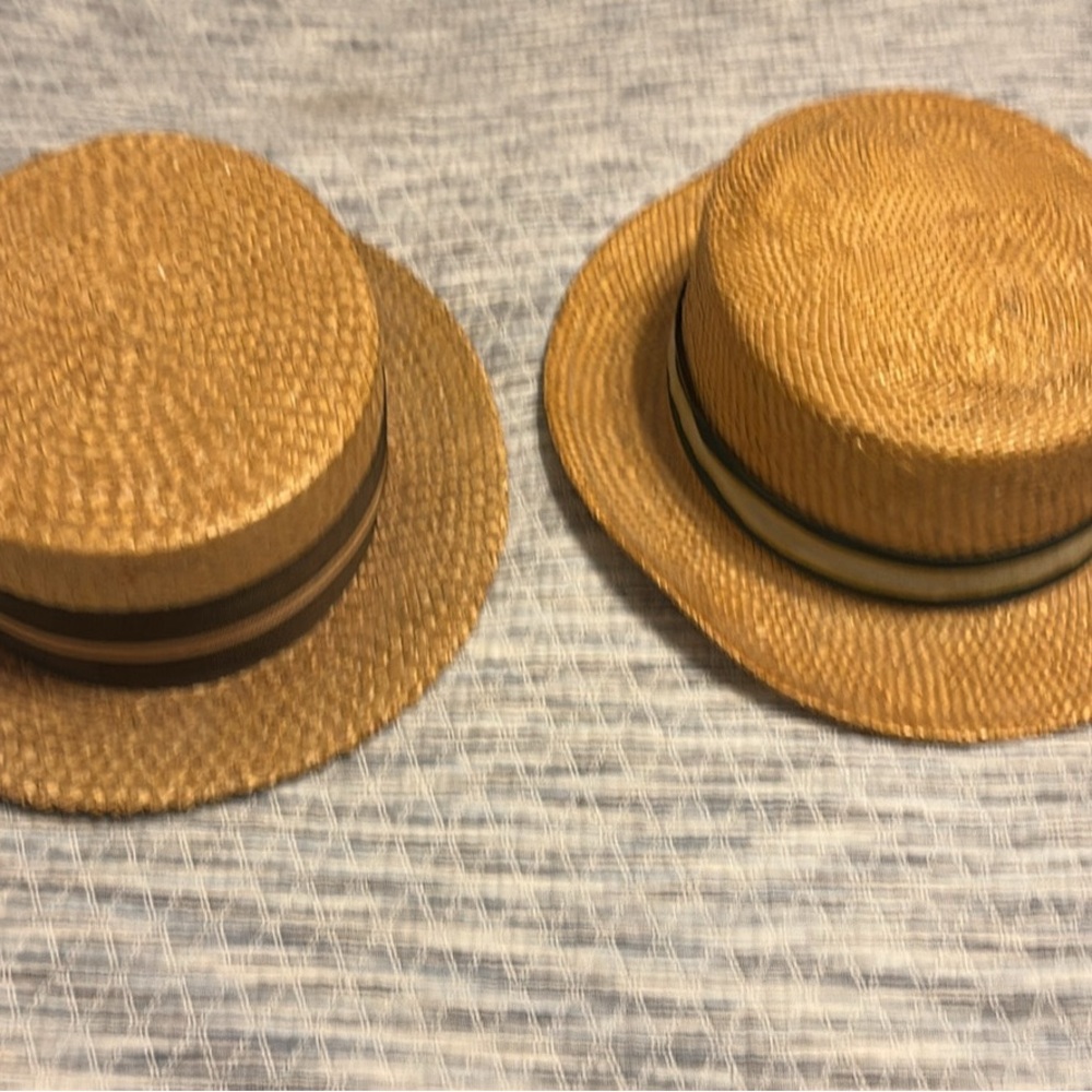 Stylish Straw Boater Hats with Ribbon